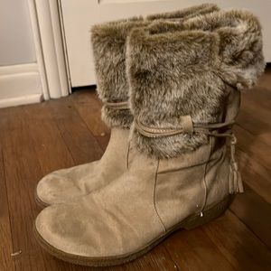 Suede faux leather boots